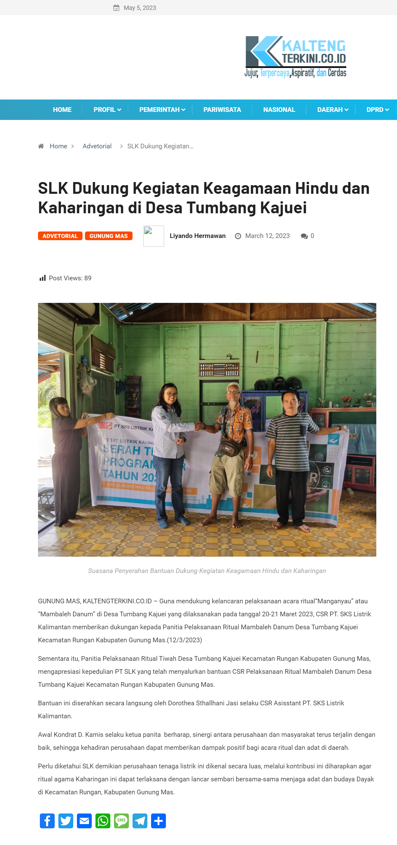 【kaltengterkini.co.id】卡尔登公司支持 Tumbang Kajuei 村的印度教和 Kaharingan 宗教活动.png