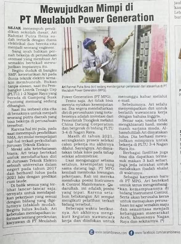 印尼亚齐最大的报纸Serambi Indonesia发表报道：《米拉务公司让我梦想成真》.jpg